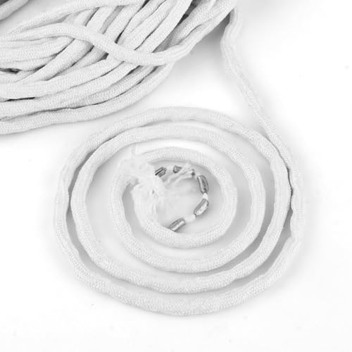 LOLYSIC Fil de Plomb pour Rideau 15 Mètres, Lestage Rideau Blanc 52g, Corde Poids de Couture, Plomb pour Rideau de Douche et Nappe