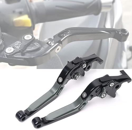 POIBNZ 2 Piezas Manillar Manetas Embrague para Zontes 150D/M 350D/M/E, Manetas Moto Motocicleta Palanca Embrague Freno Manija Palanca Ajustable, Palancas Embrague Freno,C Black+Gray