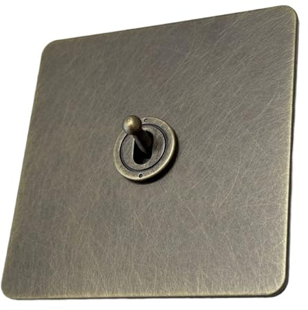 Koolenry Interruptor de Palanca de 220 V, Enchufes e Interruptores de Bronce Vintage, Interruptores de Luz de Pared, Interruptor de Atenuación, Placa de de Corriente de Pared, B