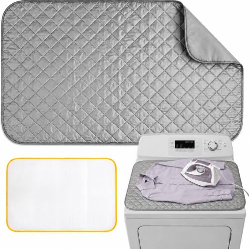 WEFHEF Bügelmatte 45 X 85cm, 2-teilig Magnetische Bügelunterlage Set Faltbares Bügelbrett für Tisch Bügelkissen Tragbares Bügeltuch Klappbares Tischbügelbrett Bügeldecke für Hause Und Auf Reisen