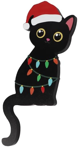 GEBETTER Türrahmen Weihnachtsdeko mit Klebeband Weihnachten Elch Weihnachtsmann Creative Türecke Dekoration aus Holz Geschenke Türdeko für Wände Türen und Fenster Weihnachtsecktürrahmen Deko (Katze)