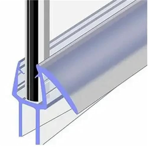 2 stycken limfria duschpackningar, transparent PVC-tätningsmedel, 6-12 mm, för glasdörrar, vattenlåsremsor, vattentäta för fönster (A2 st x 50 cm, 12 mm)