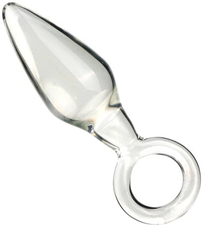 TGHYRF Godemiché anal en verre cristal SM avec poignée ronde, perles anales, jouet sexuel for la masturbation de la prostate, de l'anus et du vagin, for hommes et femmes(Clear)