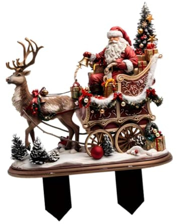 QOKLIYUI Décorations de Noël Miniatures : Figurine de Renne, Père Noël et traîneau, à Planter dans Un Pot Fleurs. Décoration décorative pour Jardin, Pot Fleurs Panneau décoratif.