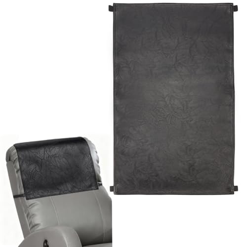CALFOVERA Kopfstützenschutz Für Sofa Und Sessel Schwarz rutschfest Rechteckig Wasserdicht Mit Gurten 69 x 43.2cm Dick Für Sofa Sessel Homeoffice.