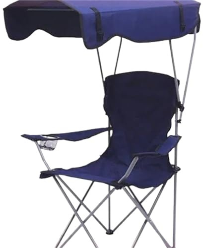OPIGJUFD Vikbar regissörsstol Bärbar regissörsstol för utomhus sovsal med markis, strandstol, hopfällbar camping(Deep Blue)