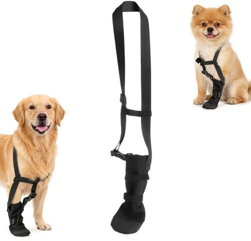XRVRILE Hundeschuhe Pfotenschutz Outdoor, Hundeschuh für Vorderpfoten, Hundeschuhe Wasserdicht, Pfotenschutz Hund Verletzung, Verstellbar mit 51 cm Fixierband, rutschfeste Sohle, Leckschutz für Hunde