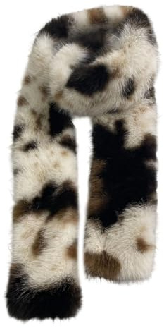 MARCBUSE Sciarpa di lusso con stampa leopardata ultra morbida in peluche avvolgente per il collo invernale alla moda e sensibile alla moda, Marrone a tre fiori, Taglia unica