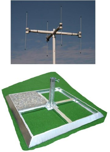 Sonnenschirmständer - aus 4,5 mm Ø DEUTSCHEM Stahl - Spezial - ANTENNEN - STÄNDER - PLATTENSTÄNDER für 40 x 40 cm Platten für Rohre von 50-80 mm
