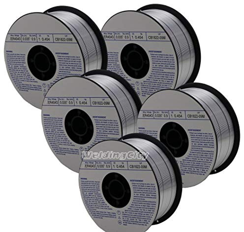 WeldingCity 5 Rolls of ER4043 Aluminum MIG Welding Wire 1-Lb Spool 0.035 (0.9mm) | Pack of 5