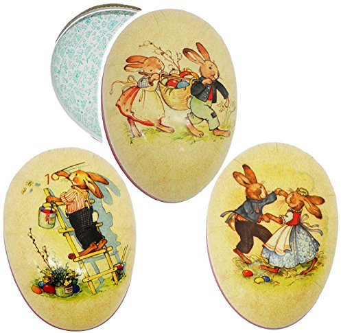 alles-meine.de GmbH 3 TLG. Set: Füll - Pappeier 12 cm - süße Osterhasen - Osterei/Ei zum befüllen - Deko Pappe Papp Pappeier Dekoei Pappostereier Füllen/Papposterei - Ges..
