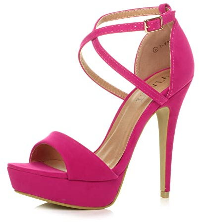 AJVANI Womens ladies platform high heel peep toe cross over strappy sandals shoes size
