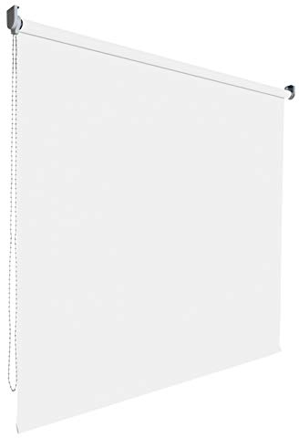 Kettenzugrollo Seitenzugrollo Tür Fenster Rollo Vorhang 14 Farben Breite 62 bis 202 cm Länge 180 cm lichtdurchlässig halbtransparent Metall Träger Wandmontage Deckenmontage (202 x 180 cm / Weiß)