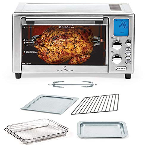Emeril Lagasse Everyday 360 Stainless Steel Air Fryer, 360° Quick Cook Technology, XL capacity, 9-in-1, 12 Pre-Set Cooking Functions including Bake, Rotisserie, Broil, Pizza, Slow Cook, Toaster