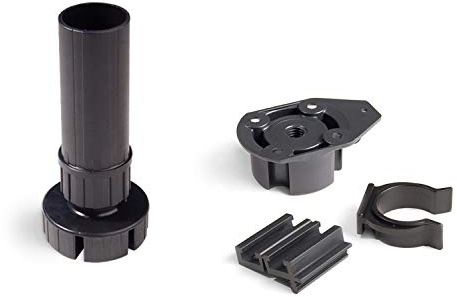 Emuca - Pieds pour meubles, pied de meuble en plastique noir avec accessoires, Lot de 4 pieds réglables de hauteur 100mm