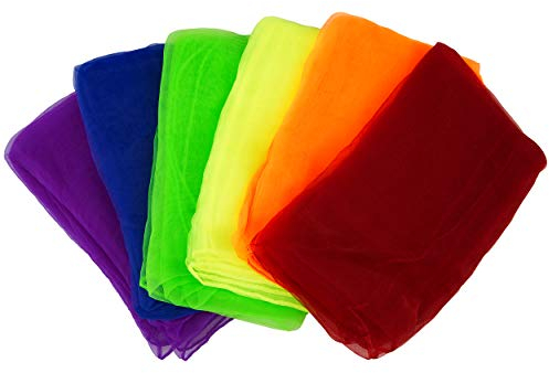 Diabolo Freizeitsport Jongliertücher 60x60cm (6er Set) - Bunte Chiffontücher für Tanz, Gymnastik, Rythmik - Seidentuch für Pekip, Tanztuch, Sensorik