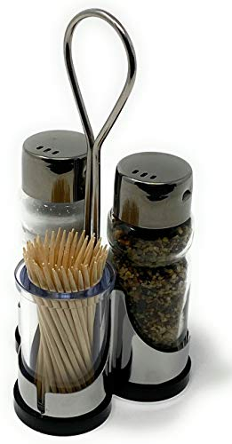 Menage Salz und Pfeffer Streuer Set Zahnstocher 230 Salzstreuer Pfeffestreuer Klein Mini Edelstahl Glas