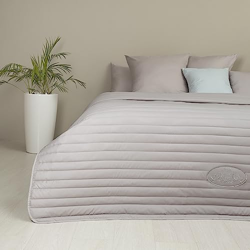 sei Design Luxus Tagesdecke Moderne Steppdecke Wohndecke Überwurf Sofadecke 220x240 220x260 (Taupe/Weiß, 220 x 240 cm)
