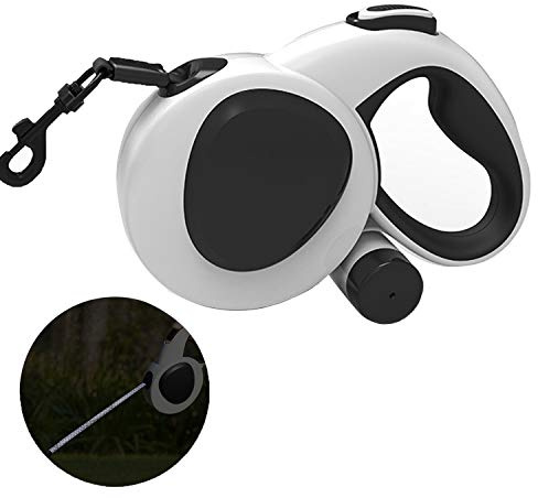 Einziehbare Hundeleine, 50 kg lang, 5,9 m, verwicklungsfrei, reflektierendes Band, Rutschfester Griff mit Kotbeutel-Rollspender für kleine, mittelgroße und große Hunde, Laufen, Training