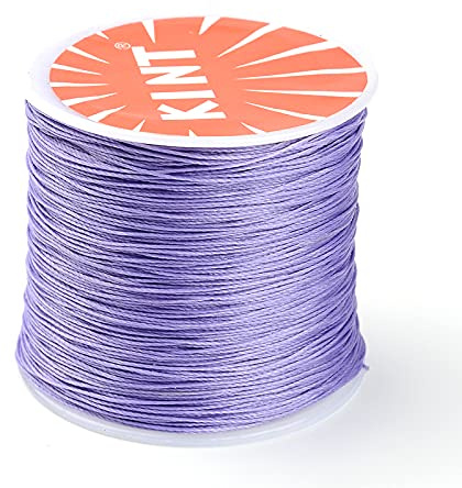 FASHEWELRY 176 Yards Round Waxed Polyester Cord 0.45mm Beading String Jewelry Knotting Braiding Thread for Jewelry Making Supplies (Lilac)