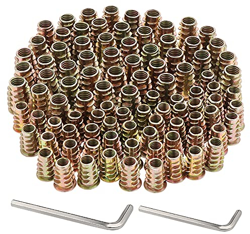 Faankiton 100 Stück Gewindeeinsatz Muttern, Einsätze Einschraubmuffen, Gewindeeinsatz Möbel Hex Sortiment für Holzmöbel, Gewindeeinsätze Holz Einschraubmutter (M6*15mm, M8*20mm)