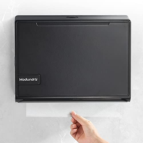 Modundry Papierhandtuchspender, Wandmontage Tissue Boxspender, kommerzielle Handtuchspender für Küche Bad Büro Restaurant, hält 200 Blatt (Schwarz)