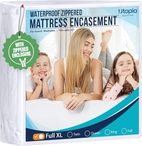 Utopia Bedding Matratzenschoner mit Reißverschluss, Größe XL, 100% wasserdicht und bettwanzensicher, saugfähiger, sechsseitiger Matratzenbezug