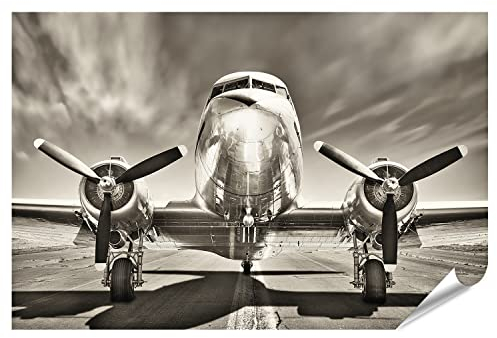 islandburner XXL Bild Poster Retro Flugzeug Mit Propellern Premium Bilder Fotodruck
