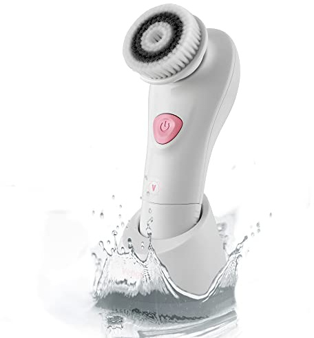 Venga! Elektrischer Gesichtsreiniger, Bürste mit weichen Borsten, 2 Geschwindigkeitsstufen, 6° Oszillation, IPX5 wasserdicht, Weiß/Rosa, VG FAC 3000 PK