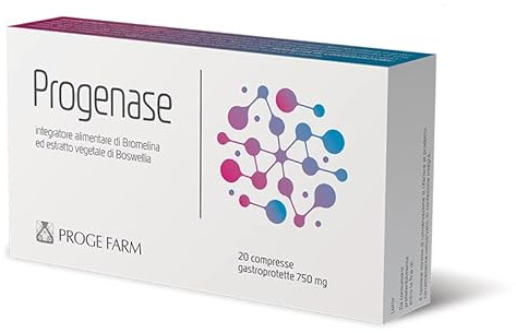 PROGE FARM Progenase 20 compresse - Integratore Alimentare di Bromelina ed Estratto Vegetale di Boswellia