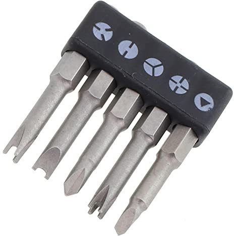 Emiif Set di cacciaviti a forma speciale 5 pezzi a forma di U Y triangolo 50 mm punte per cacciavite irregolari Set di teste di cacciavite