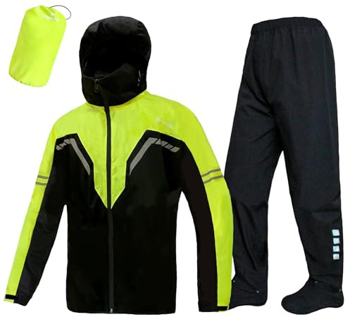 VIKAMAKA Waterproof Rain Suit for Men,Lightweight Rain Jackets and Pants Portable Reflective for Motorcycle Cycling Rain Gear