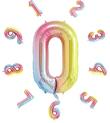 DTXLX Folienballon Zahl 0, 101cm Helium Luftballon, Farbverlauf Deko | Party Deko, Neujahrsdekoration, Jubiläumsdekoration, Hochzeitsdeko, Aluminiumfolie, wiederverwendbar, selbstklebend