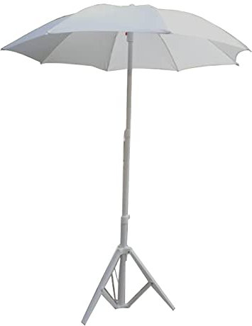 LBONG Sonnenschirm Balkon Strandschirm Gartenschirm Terrassenschirm Rund Marktschirm Reise-Sonnenschirm UV-Schutz & Wasserabweisende，weiß (1.6m,with Bracket)