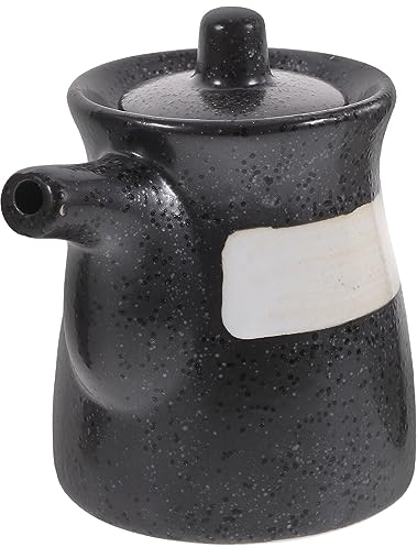 Cabilock Keramik Sojasauce Behälter Langlebige Gewürzflasche mit Staubgeschütztem Deckel Glatte Oberfläche für Öl Essig Sojasauce Küchenaccessoire für Zuhause und Sushi