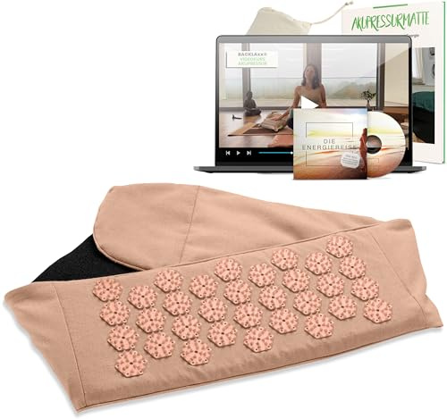 BACKLAXX® Akupressur Gürtel mit 736 Nadeln, Lendengürtel für den Rücken | Akupressur Lendengürtel 122x18x2,5 cm mit Klettverschluss & Tasche, Halbleinen & Baumwolle, wie Stachelmatte für den Rücken