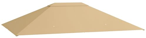 Outsunny 3 x 4m Gazebo Canopy Replacement Covers, Garden Gazebo Roof Replacement with Vents and Drain Holes, TOP COVER ONLY, Khaki