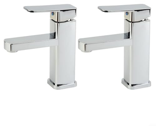 FUBESK Lot de 2 robinets de lavabo modernes à poignée unique pour salle de bain, cuisine, hôtel