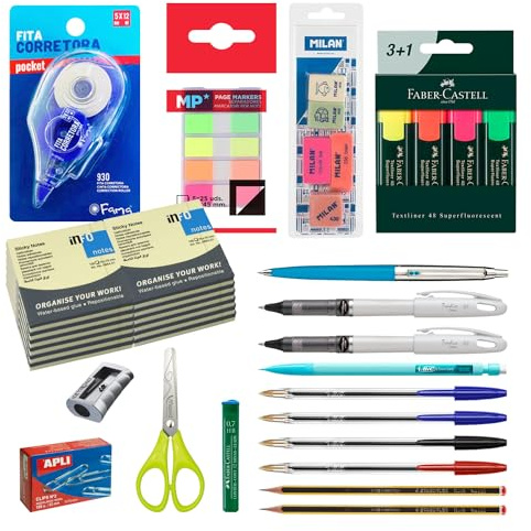 Papelivi - Lote Pack Set Teletrabajo de Material de Oficina Papelería - Básico - Vuelta al trabajo. Primeras Marcas