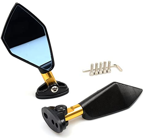 MPODYTSF Motorradspiegel Universal Motorrad Rückspiegel Seitenspiegel Für BMW R1200RS R1200R C650GT C650SPORT C600SPORT S1000R S1000RR 2010-2016 2015 2014 2013 2012 2011(Gold)