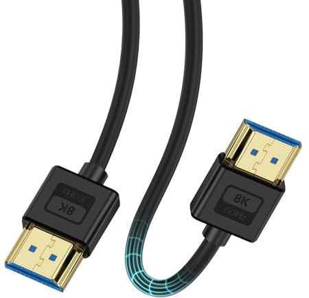 Duttek Cavo HDMI 8K, Cavo HDMI Maschio a Maschio in Silicone Ultra HD, 8K HDMI Cable supporto 48Gbps 8K@60Hz 4K@120Hz eARC HDR10 HDCP 2.2&2.3 per Roku TV, PS5, Monitor, Lettore Blu-ray - 1.5m