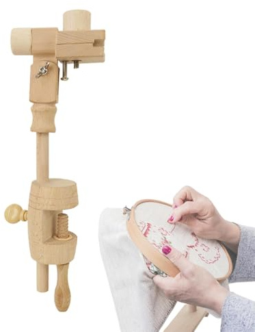 Renopfect Supporto per telaio da ricamo, supporto per ricamo in legno, regolabile a 360 gradi, supporto per telaio in legno regolabile, tavolo da lavoro a mano