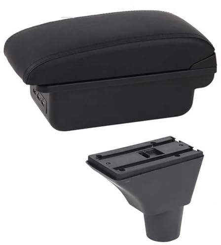 MObyat Caja Almacenamiento Coche Caja De Reposabrazos para Coche, Contenido De Tienda Central, Decoración De Estilo con Portavasos, Accesorios USB para Ibiza 6j 6L(C Black Line 1)