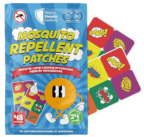 Mosquito Patches - Pack of 48, DEET-Free Mosquito Repellent for Kids, Long-Lasting Protection, Safe Alternative to Spray, Holiday Essentials for Kids, Perfect for Indoor & Outdoor Use - Boys Patches