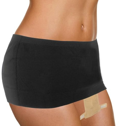 Adfuenom Stoma/Hernie-Stützkleidung,Stomawickel,Stomabeutelabdeckung,Stomagürtel Stealth,Stoma-Stützgürtel für Frauen,Stomabeutel Stomazubehör. (Schwarz, L)