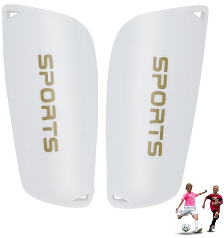 Luoqun88 Football Kids Shin Pads, 1 Pair Kids Shin Guards 6-12 Years for Football Games, Leg Protectors with Shock-Absorbing EVA for Protection Reduce hit & Injuries (White-M)