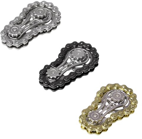 Sxutop 3 st fidget spinner leksaker figit spielzeug med 2 växlar metall cykelkedja fidget leksak hållbar och slät lager för vuxna och barn lindra stress, ångest