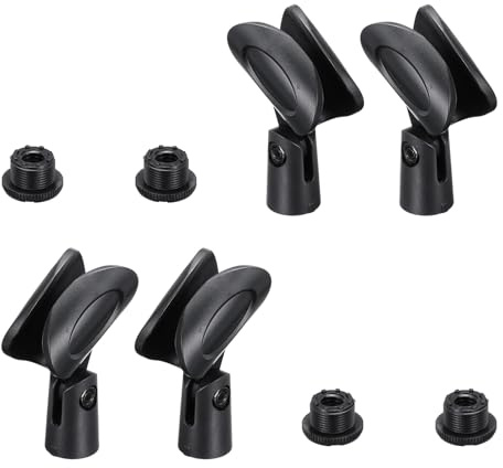 sourcing map 4Pcs Microphone Clips Adjustable Mic Holders Flexible Wireless Mic Stand Adapter for Handheld Mics with 5/8 Male to 3/8 Female Screw Adapter