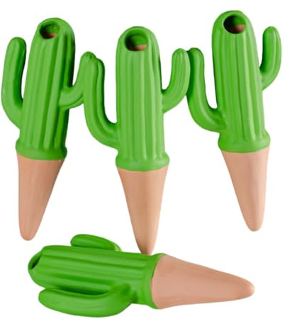 Lot de 4 pics d'arrosage automatique avec jolis globes hydrophiles en forme de cactus pour plantes d'intérieur et d'extérieur