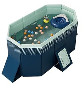Piscina fuori terra pieghevole con 2 scarichi per adulti, bambini e animali domestici, facile da installare (1,6 m), piscina all'aperto non gonfiabile